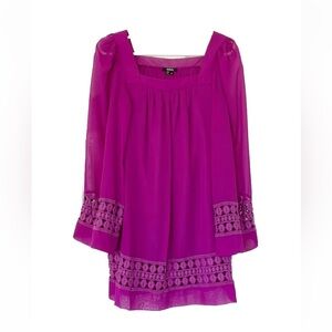 XOXO tunic mini dress size S purple pink longsleeve square neck